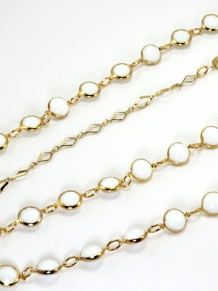 Vintage Milk Glass and Gold plated diamond chain