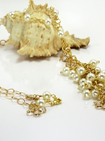 14k gold filled necklace Occupied Japan Glass Pearls from 1940s