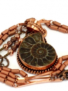 Copper Ammonite Fossil Necklace