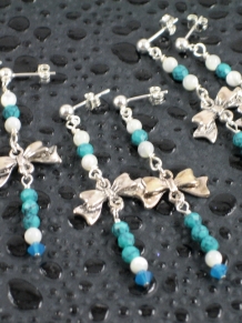 Natural Turquoise Earrings in Sterling Silver