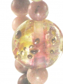 Pink and Gold handmade Lampwork Bead