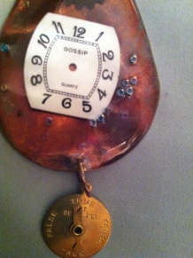 Copper Resin Watch Face Pendant