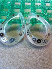 watch gears resin teardrop earrings